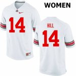 Women's Ohio State Buckeyes #14 KJ Hill White Nike NCAA College Football Jersey May IMY7744KX